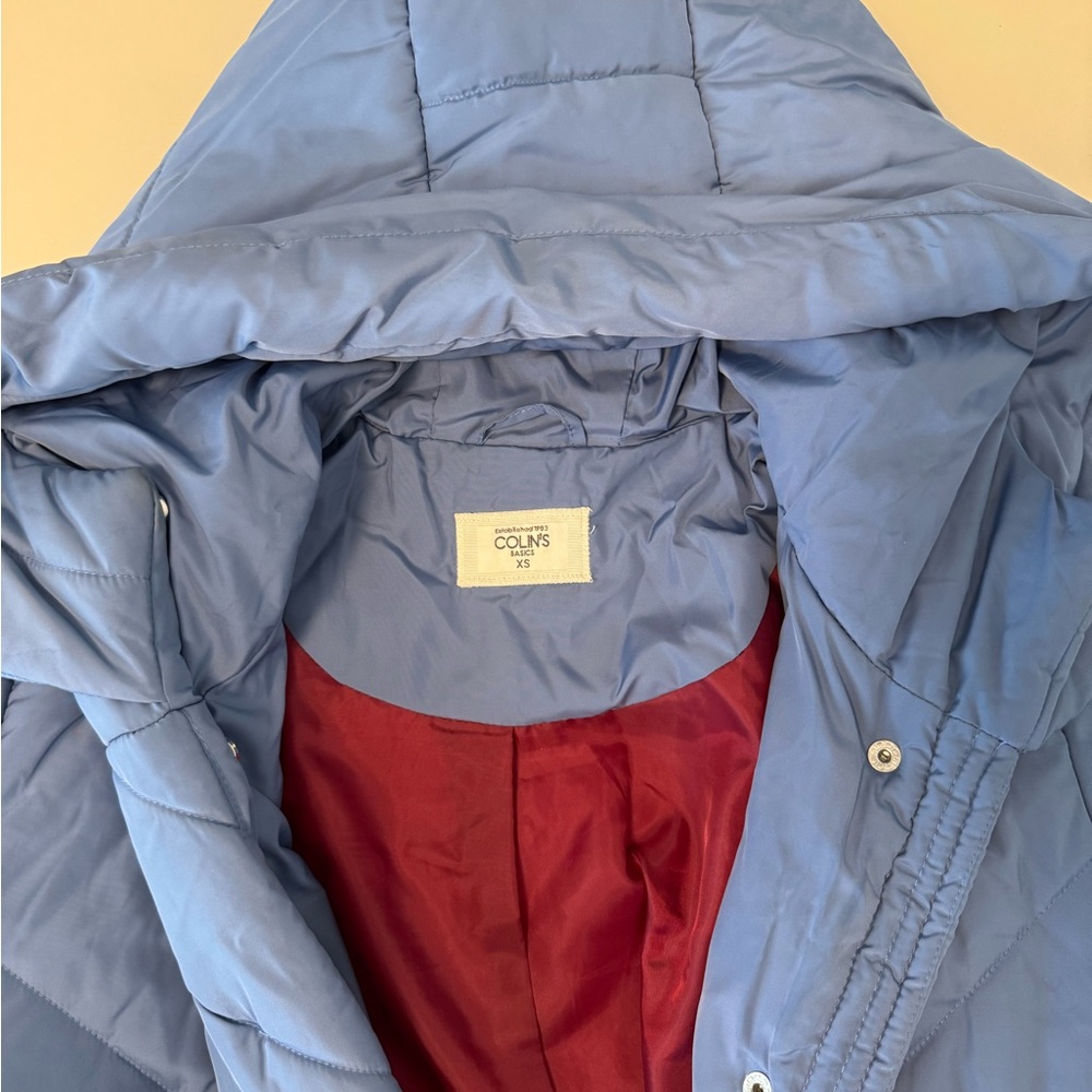 Blue Hooded Puffer Jacket